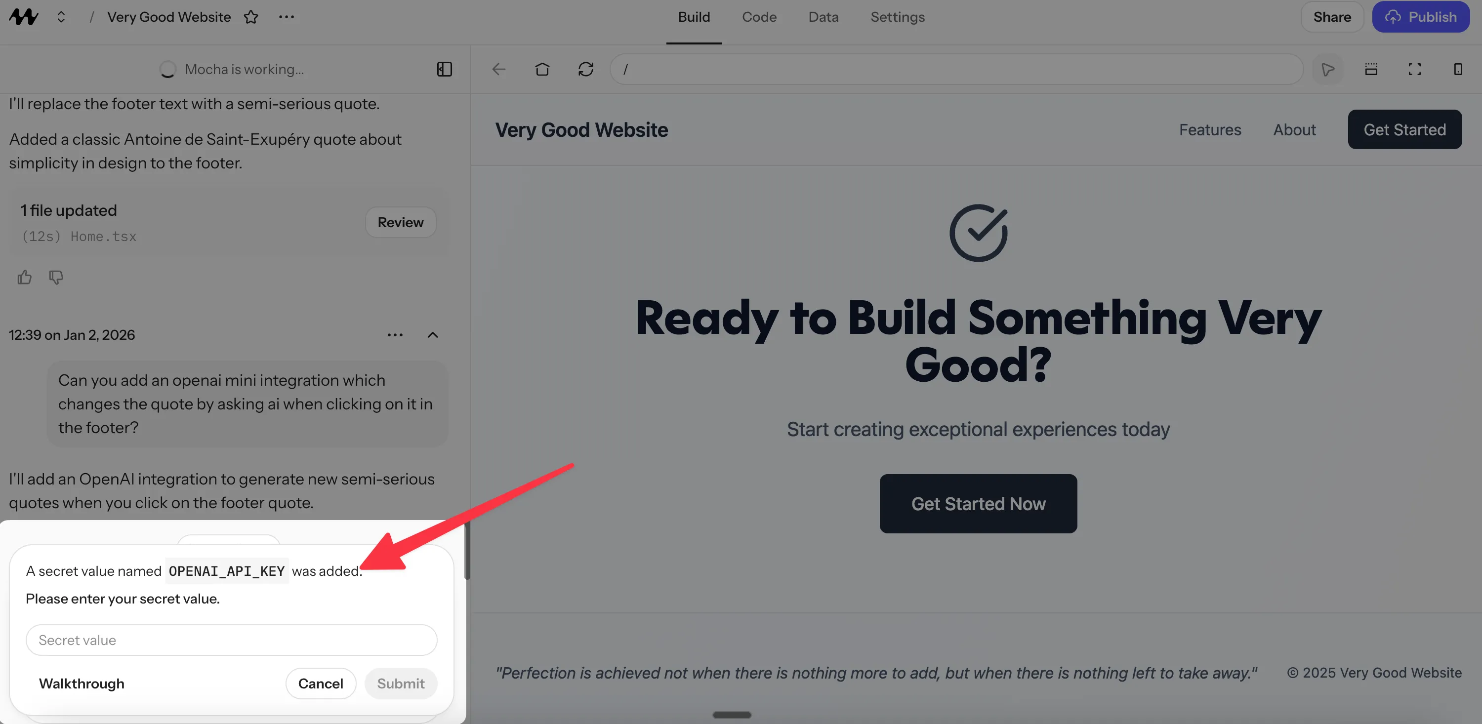 API integration guided flow