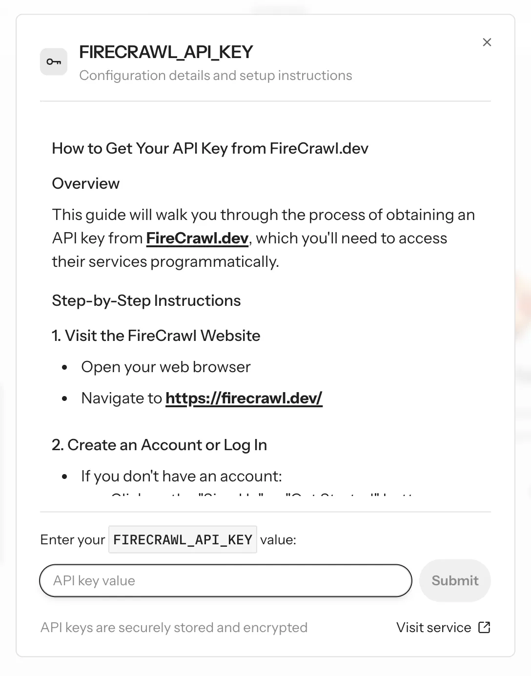 Firecrawl API Key Modal