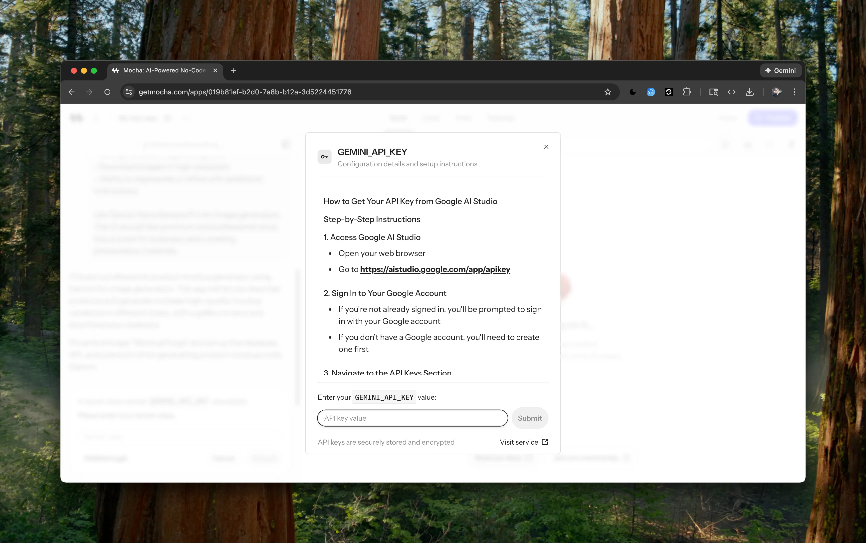 Gemini API Key Modal