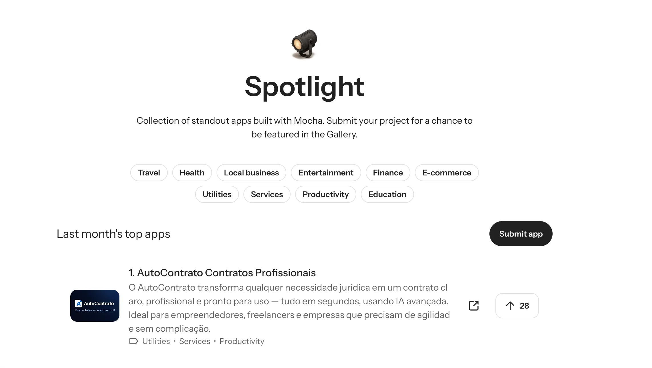 Spotlight gallery of community apps